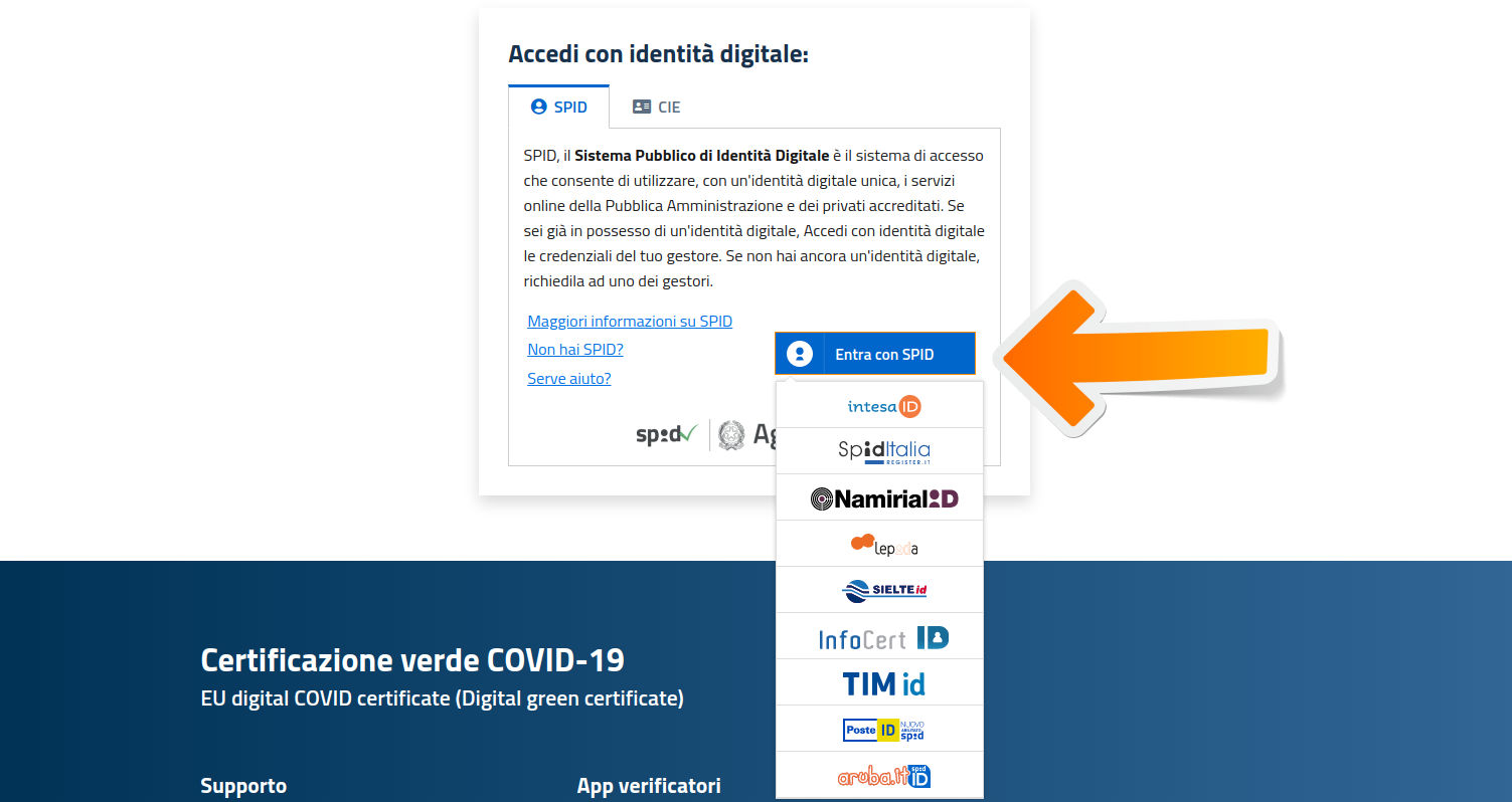 Richiesta Certificazione verde COVID-19 tramite SPID  - Farmacia Santa Cristina