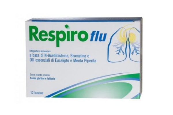 Respiro Flu 12 bustine - effetto balsamico per le vie respiratorie e fluidificante del muco Respiro Flu 12 bustine